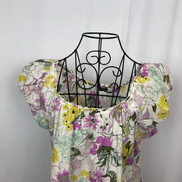 J. Crew cotton knit puff sleeve floral top M - Picture 2 of 5